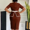 thumbnail image 4 of Women's Elegant Sheath Dresses Belted Ruched Work Cocktail Party Midi Dress, 4 of 5