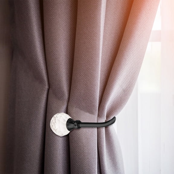 Heavy Duty U-Shaped Metal Curtain Holdback Hook, Decorative Wall Mounted Tieback with Faceted Finial, Rust-Resistant for Living Room and Bedroom, 1pc, by Lvgun