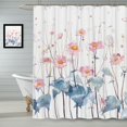 thumbnail image 2 of Zrodlmo White Floral Shower Curtain with Hooks, Water-Repellent Fabric Bathroom Curtain, 72"x 72", Blue Flower, 2 of 7