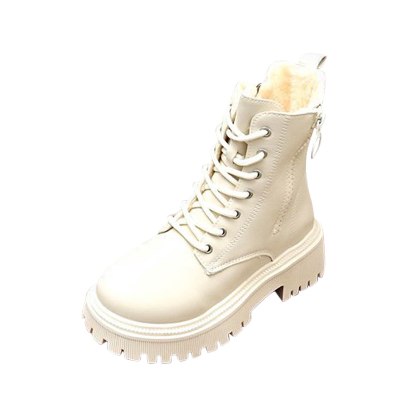 Bottes Motardes Femme Mi-mollet - Talon Compensé, Fermeture éclair, Synthétique, Style Hiver Confortable