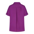 thumbnail image 7 of Kovlvoll Button down Shirts for Women Cotton Linen Casual Summer Turn down Solid Color Short Sleeve Shirt Tops, 7 of 7