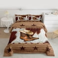 thumbnail image 2 of Homewish Cowgirl Boots Hat 2pcs Bedding Comforter Set For Adults Boys Girls,Retro Rustic Cabin Twin Comforter Sets,Western Cow Print Breathable Bedding Set,Luxury Bedroom Decor,Reversible, 2 of 8