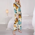 thumbnail image 4 of Kll Butterflies Print Women'S Long Sleeve Pajamas With Pants Sleepwear Loungewear 2 Set-X-Large, 4 of 9