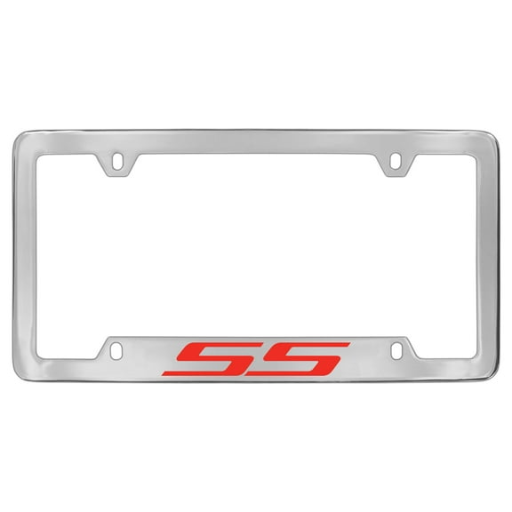 Chevy SS wordmark chrome plated metal license plate frame holder