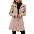 thumbnail image 2 of Chiccall Women's Lapel Wool‑Blend Trench Coat, Long‑Sleeve Button‑Down Mid‑Length Outerwear, Casual Fall Winter Fashion Overcoat for Women, 2 of 10