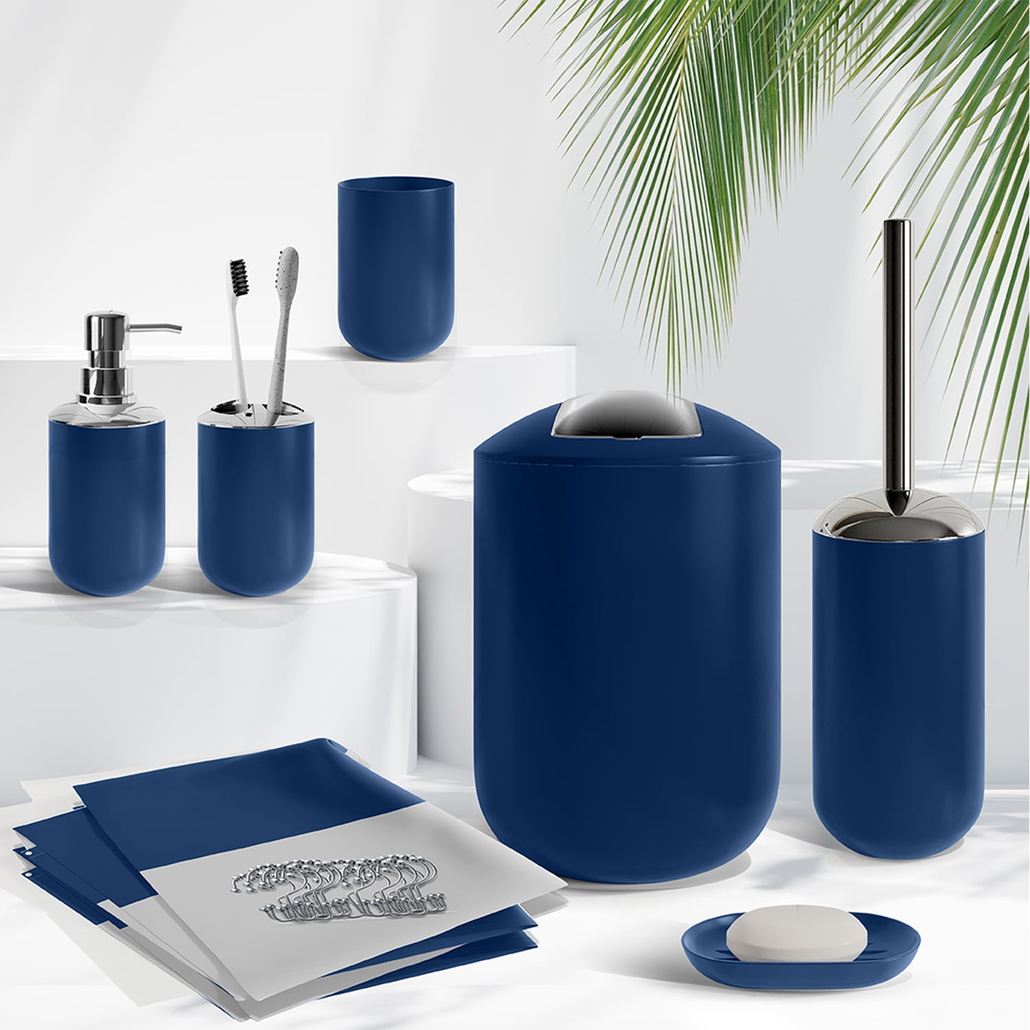 Hearth & Harbor 20 Piece Bathroom Accessories Set, Navy Blue Bathroom Decor Set