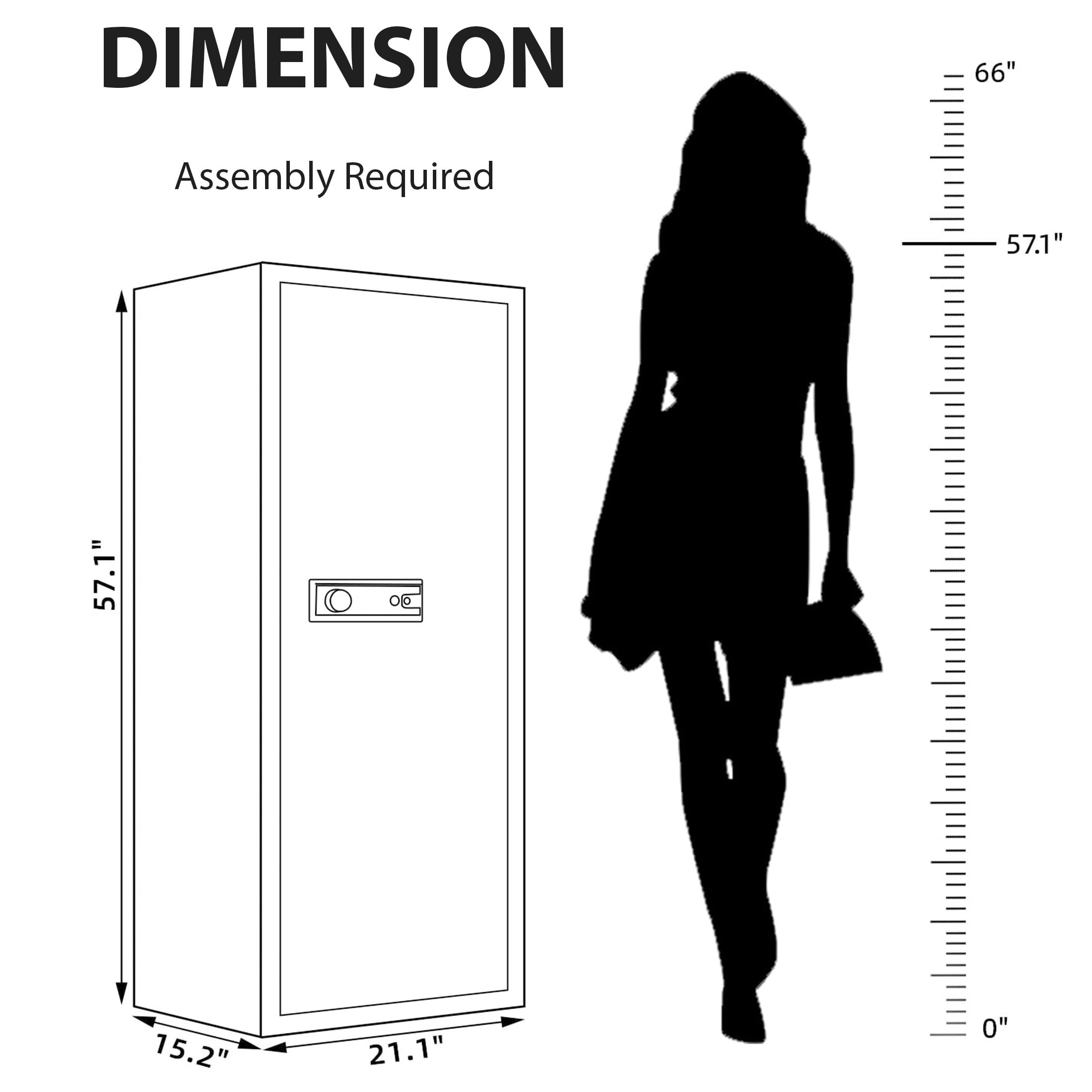 KAER 8-12 Gun Safe, Multi-Function Gun Safe for Rifle and Shotgun, Large Unassembled Gun Cabinet with Removable Shelf and Rifle Rack