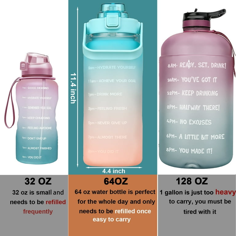 DayisTools 64 oz Insulated Water Bottle with Straw & 4 Lids, Half Gallon Large Metal Reusable Water Bottles, Big BPA Free Stainless Steel Vacuum