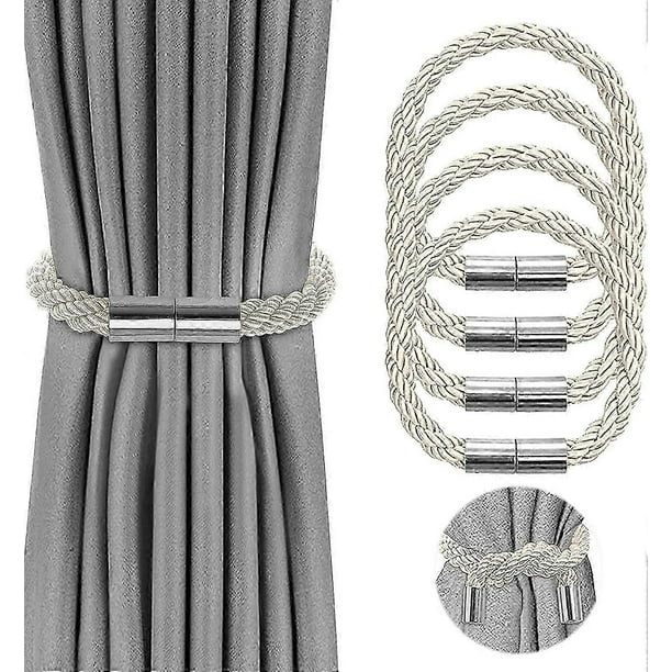 Pack of 4 Magnetic Curtain Tiebacks, Grey Tiebacks for Curtains with Magnet, Tiebacks for Curtains Holder, Curtain Holder, Curtain Holder, Decoration