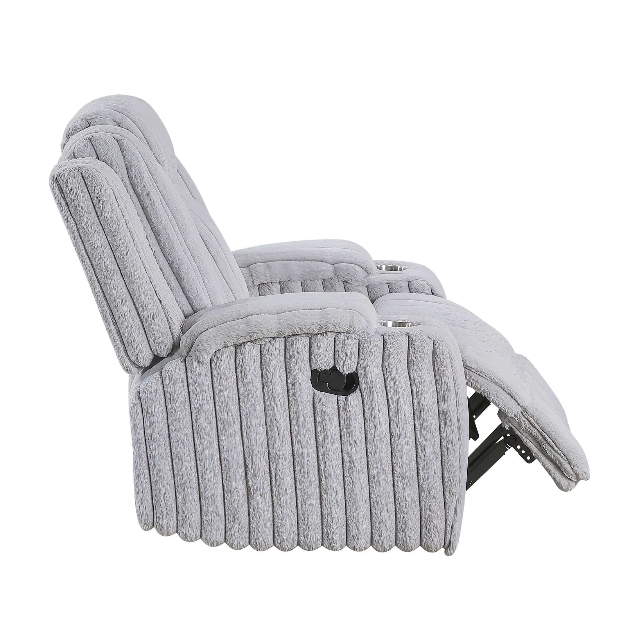 OakvillePark Lumora Corduroy Manual Reclining Chair with Cup Holders, Light Gray