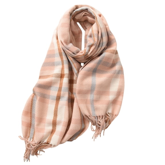 BUWTTED Scarf for Women Plaid Blacket Knit Casual Shawl Wrap with Tassels Cozy Soft Elegant Lightweight Fall Warm Winter Womens Scarf Size:One Size