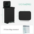 thumbnail image 2 of LAZY BUDDY 13.2 Gallon Stainless Steel Trash Can with 15 Trash Bags & Lid & Built-in Box for Odor Control, for Kitchen, Bathroom, 2 of 7