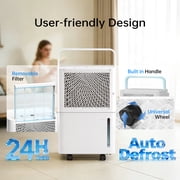 HUMSURE 30 Pints Dehumidifier for Basement with Drain Hose, Covers up to 2500 Sq. ft Dehumidifiers for Home, Auto Defrost, 24-Hour Timer, White