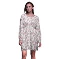thumbnail image 1 of Bimba Robe Midi à Manches Longues Boutonnée à Imprimé Floral Feuilles Blanches et Roses pour Femmes Vêtements-TP, 1 of 7