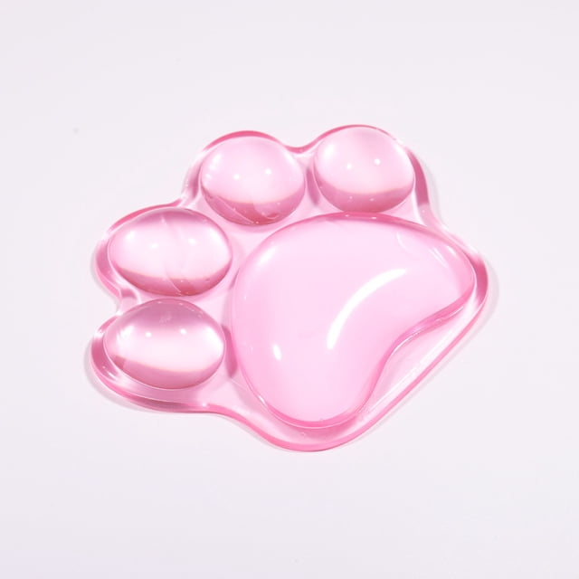 Alfombrilla de ratón de silicona transparente, color rosa, bonita almohadilla para la muñeca de oficina para niñas, pequeña, tridimensional, antideslizante, con forma de garra de gato