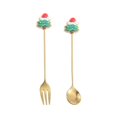thumbnail image 4 of 2Pcs Christmas Spoon Fork Elk Christmas Tree Tableware Coffee Spoon Tea Spoon, 4 of 5