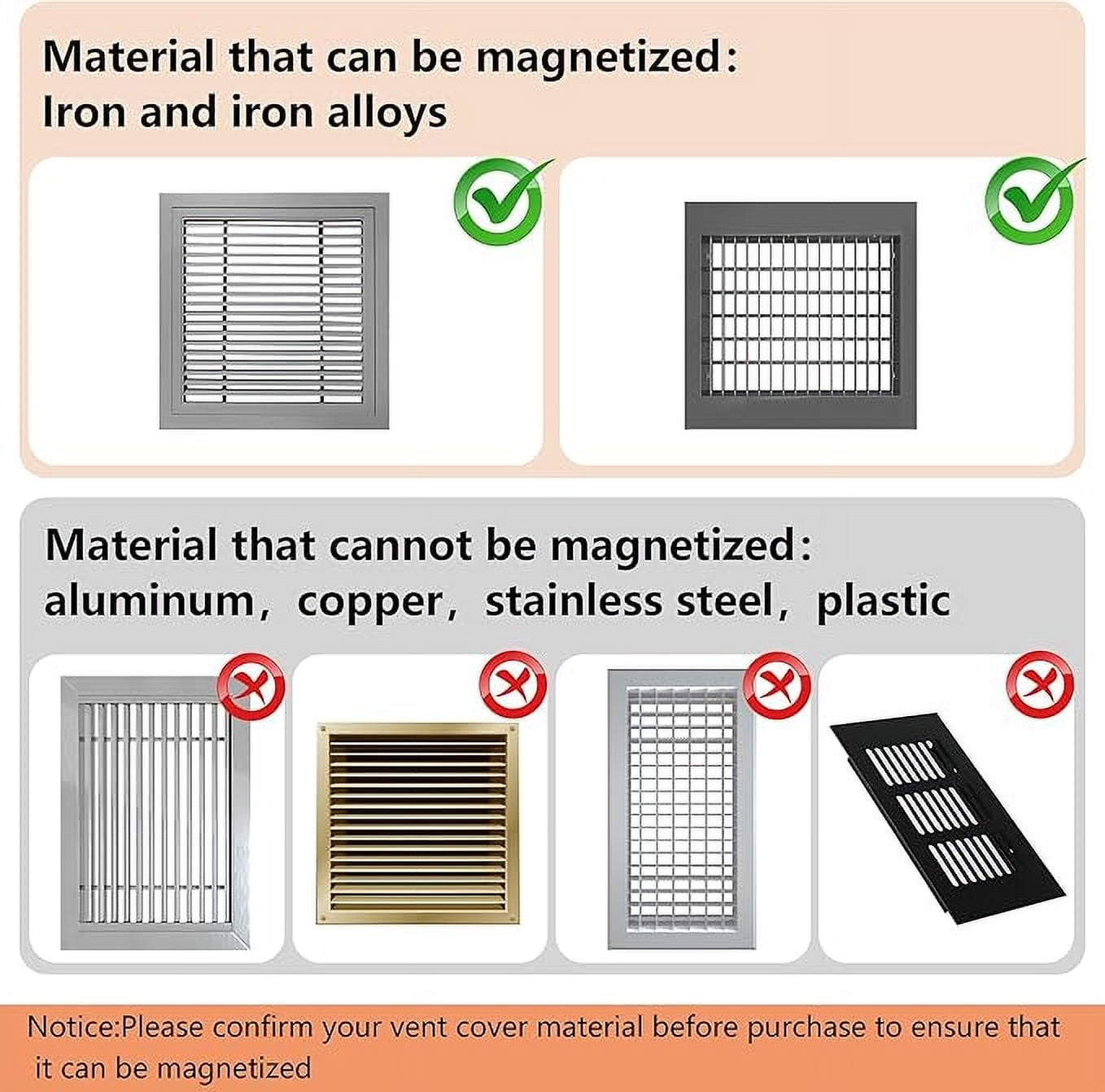 1Pcs Strong Magnet Vent Covers 14*14in Extra Thick Magnetic Register Cover, Square Air Vent Sealing Covers for Home Wall Ceiling Floor HVAC AC RV Steel Vents