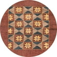 thumbnail image 1 of Ahgly Company Machine Washable Indoor Round Abstract Bronze Brown Area Rugs, 4' Round, 1 of 7