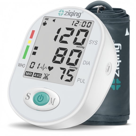 Upper Arm Blood Pressure Monitor - 2×99 Memory Storage, Rechargeable Large Backlit LCD Screen, and adjustable blood pressure cuff