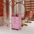 thumbnail image 2 of Beauty Salon Storage Cabinet with Wheels,Salon Station with 2 Locking Drawers & 3 Hair Dryer Holders & 1 Large Cabinet,Bathroom Beauty Salon Cabinet,Hair Styling Equipment Salon Cart for Hair Stylist, 2 of 12