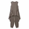 thumbnail image 6 of SOOMLON Matching Sets Women Outfits Plus Size Asymmetrical Sleeveless Shirts Loose Barrel Pants with Pockets 2 Piece Set, 6 of 6