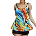 thumbnail image 2 of HaoXianJian Two Piece Women's Tankinis Swimsuits Blouson Swim Tank Top with Shorts Modest Loose Fits Long Torso Tank Tops Colorful Print Bathing Suits S-2X, 2 of 6