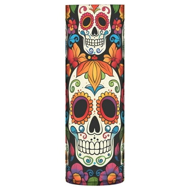 JSTEL Sugar Skull Floral Day Of Dead Flower Vase Decorative Floreros for Home Decor Bedroom Living Room Office Table Shelf Bathroom