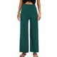 thumbnail image 1 of Pantalones De Pierna Ancha Ajuste Casual Color Puro Elasticidad Transpirable Rayas Pantalones Largos De Mujer Verde M, 1 of 5