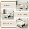 thumbnail image 4 of DEALTOPS Pull Out Sofa Bed, Convertible Loveseat Sleeper with Cup Holders and USB Ports, Beige, 4 of 8