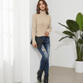 thumbnail image 6 of SOMER Sweaters for Women Casual Turtleneck Long Sleeve Loose Knit Pullover Sweater Fall Winter Clothes 2025, 6 of 7