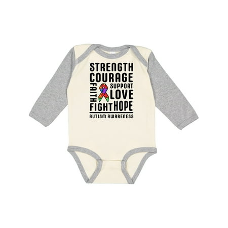 

Inktastic Autism Awareness Strength Courage Fight Support Love Gift Baby Boy or Baby Girl Long Sleeve Bodysuit