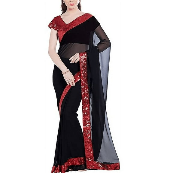 Accessorize Kingdom Saree For Women's Georgette Saree with Un Stitched Blouse Piece,Free Size