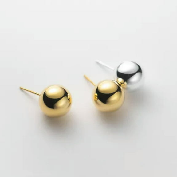 K-KED 925 Sterling Solid Silver 12mm Beads Stud Earrings / Studs / Ball-Silver