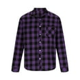thumbnail image 3 of CCRFTGI Mens Flannel Shirt Causal Long Sleeve Plaid Shirts Lightweight Button Down Shirts Jacket Regular Fit Winter Fall Shirts with Pockets Purple XL, 3 of 4