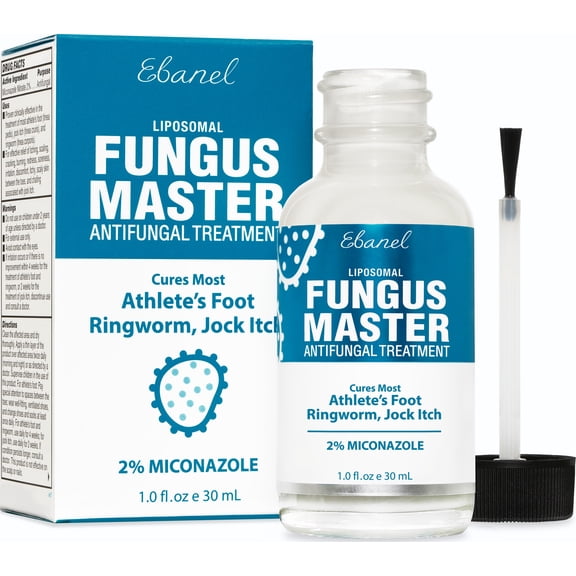 Ebanel Athlete's Foot Fungus Treatment Extra Strength, Antifungal Solution with Miconazole, Undecylenic Acid, Tea Tree Oil, 1 Oz