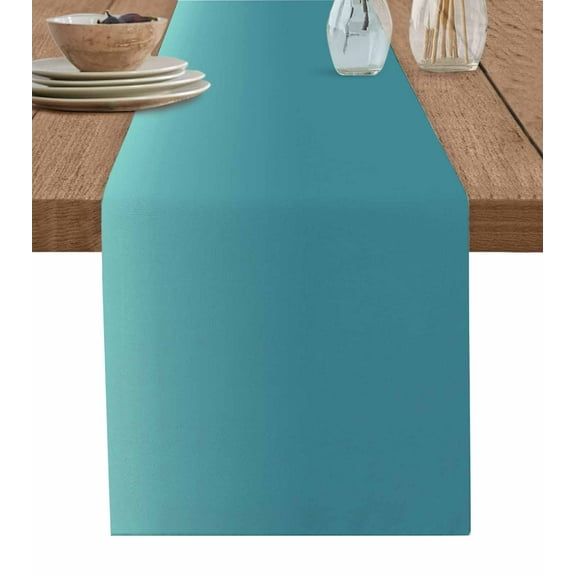 Teal Green Ombre Table Runner 72 Inches, Turquoise Texture Abstract Art Bed Runner Dresser Scarves Tabletop for Indoor Outdoor Parties/Ceremony/Banquet, 16" x 72"