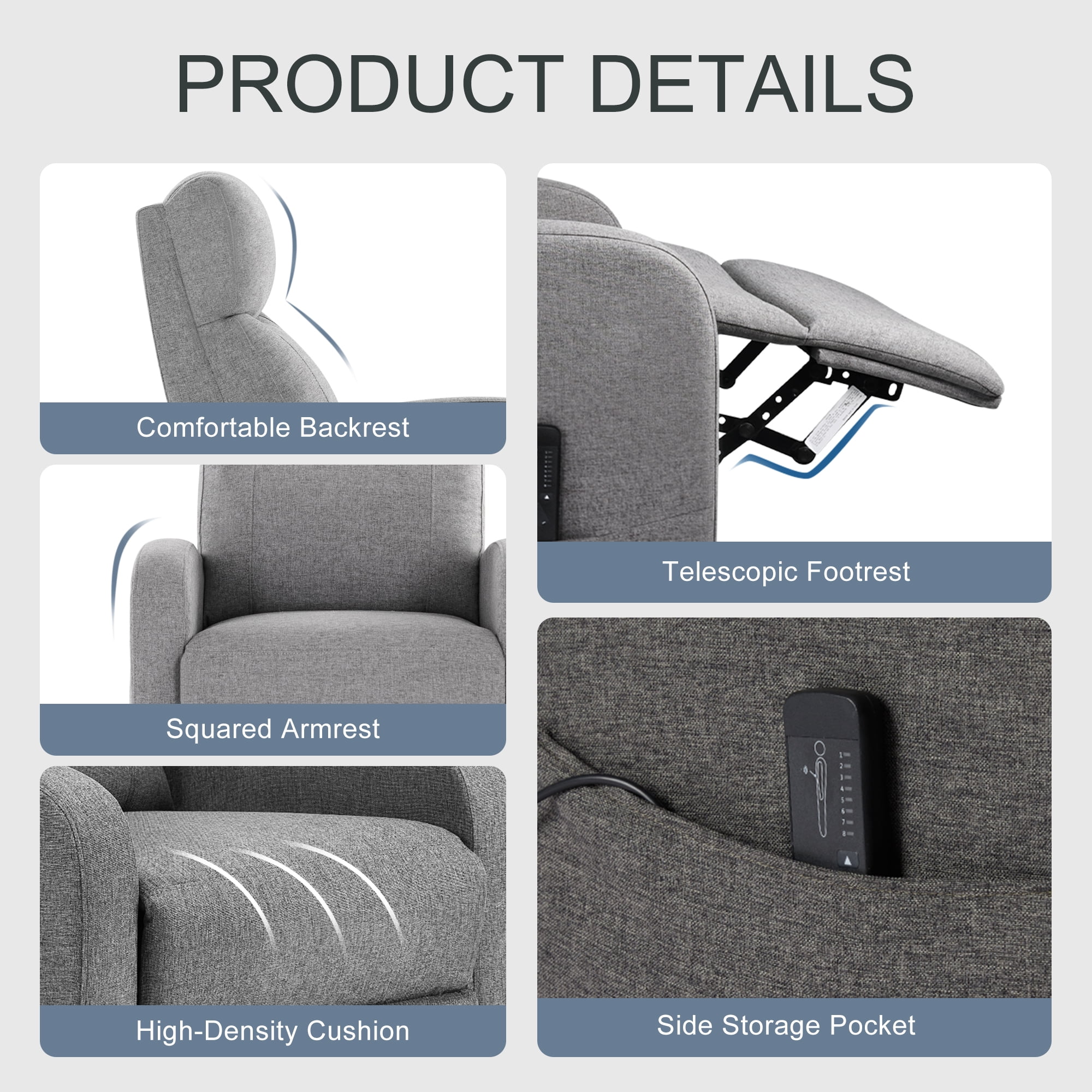Adjustable PU Leather Recliner Chair with Hardwood Frame