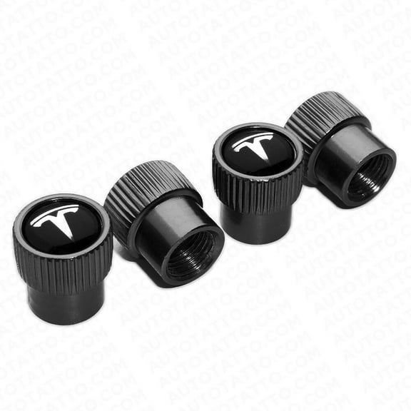4pcs Universal Fit Tesla Car Wheels Tire Air Valve Caps Stem Dust Cover Grey