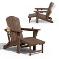 thumbnail image 5 of LOYALICE Folding Adjustable Adirondack Chair with Retractable Ottoman, HDPE Weatherproof Outdoor Chair With Double Cup Holder, Brown, 5 of 11