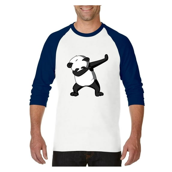 MmF - Mens Raglan Sleeve Baseball T-Shirts, up to Size 3XL - Dancing Panda
