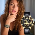 thumbnail image 3 of CREATITOY 1 Pc Luminous Multi-Dial Quartz Watch - Sticker Design Leather Strap, Daily Wear Timepiece Accessory, 3 of 3