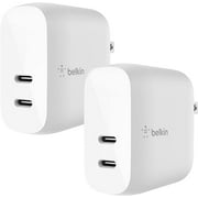 Belkin 40W Dual Port USB-C Wall Charger, USB Type C Charger Fast Charging for iPhone 15, 15 Plus, 15 Pro, 15 Pro Max, 14, 14 Pro, 14 Pro Max, iPhone 13 Series, Galaxy S23, iPad, AirPods & More, 2-Pack