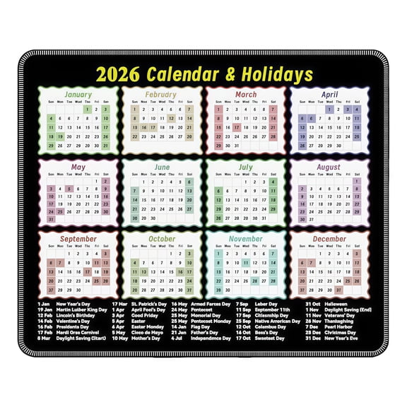 2026 Calendar Pad Full Year Planner Highlighting Holidays For Efficient Scheduling And Organized Lifestyles In Or Home