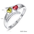 thumbnail image 4 of Custom 925 Sterling Silver Infinity Ring for Women with 2 Heart Cut Simulated Birthstones Rings for Couples, 4 of 5