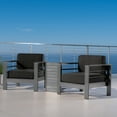 thumbnail image 2 of Noble House Cape Coral Outdoor Grey Aluminum 3 Pc Chat Set w/ Grey Cushions, 2 of 13