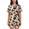 thumbnail image 1 of Fotbe Cow Tie Dye Conjunto de Pijama Estampado para Mujer, 2 Piezas, Ropa de Dormir con Camiseta de Manga Corta y Shorts Suaves-3X-Large, 1 of 6