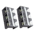 thumbnail image 1 of Bande de Borne à Double Rangée, 600V 100A Bande de Borne Couverte Double Rangée Noire 2 Pcs TC Fixe avec Couvercle pour Machines pour Appareils Ménagers 2 Positions 1002,3 Positions 1003,4 Positions, 1 of 7