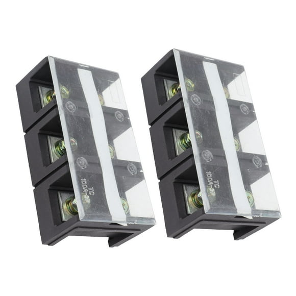 Dual Rows Terminal Strip, 600V 100A Double Rows Covered Terminal Strip Black 2pcs TC Fixed with Cover for Machines for Home Appliances 2 Positions 1002,3 Positions 1003,4 Positions