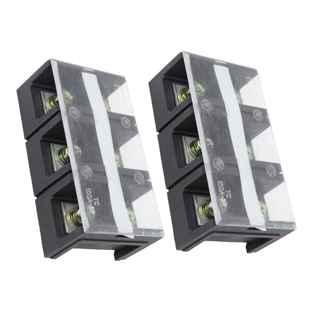 Bande de Borne à Double Rangée, 600V 100A Bande de Borne Couverte Double Rangée Noire 2 Pcs TC Fixe avec Couvercle pour Machines pour Appareils Ménagers 2 Positions 1002,3 Positions 1003,4 Positions