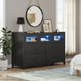 7 Drawer Dresser with LED Lights, Black Finish